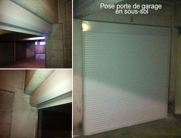 Pose porte de garage en sous-sol